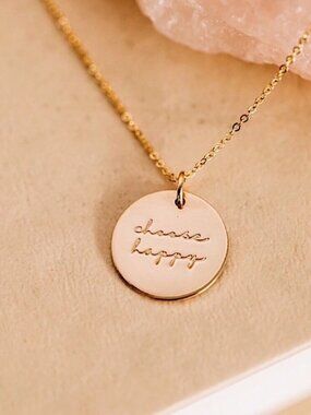 Choose Happy Mantra Meditative Mini Charm Necklace